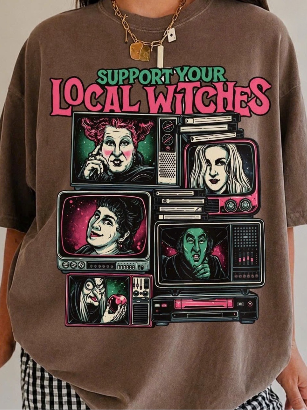 Support Your Local Witches Graphic Tee, Comfort 1717 Halloween Shirt For Unisex